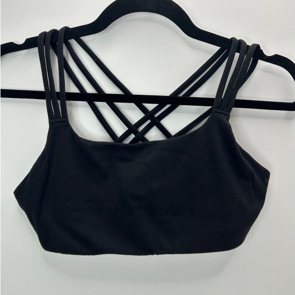 Athleta Strappy Back Sports Bra Black Women Medium